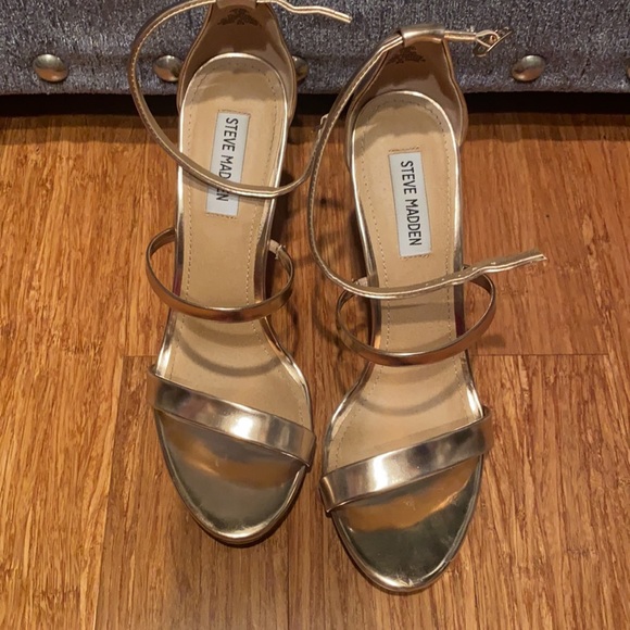 Steve Madden Rose Gold strappy heels, 3” heel, only worn once. - Picture 3 of 5